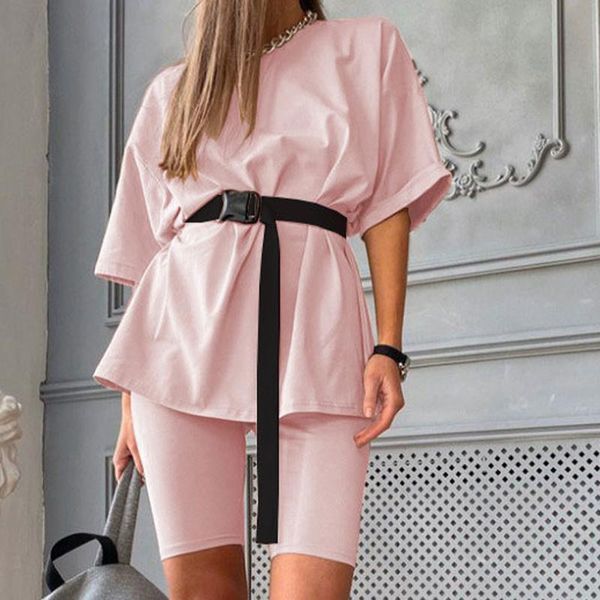 

women's tracksuits 2021 effects colour cato women 2 delicate set with belt summer half mouw losse oversized ladies casual at home slim, Gray