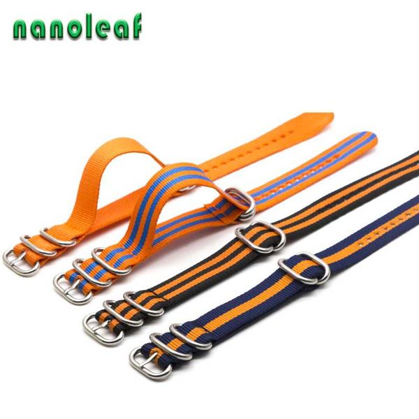 

watch bands casual nylon band 18mm 20mm 22mm for nato strap stainless steel 5 ring buckle watches table attachment, Black;brown