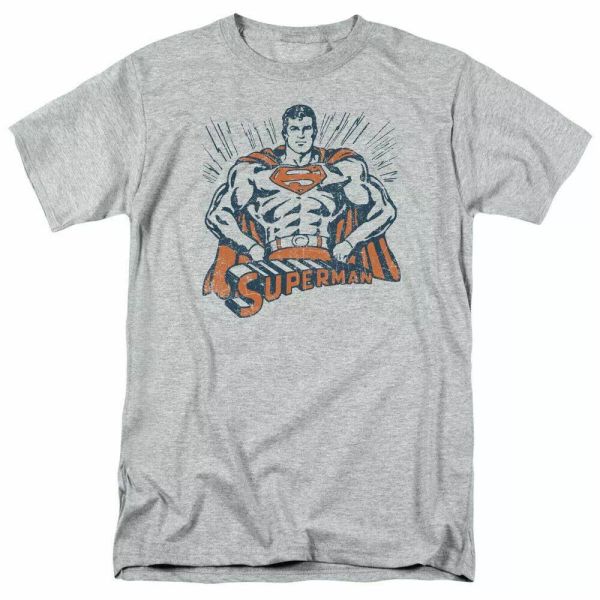 

Superman Vintage Stance T Shirt Mens Licensed Classic DC Comic Tee Sport Gray, White;black