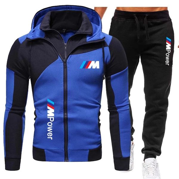 

2021 new bmw  2-piece sweatshirt with zipper hood + sweatpants men's jogging suit 3xl, Gray