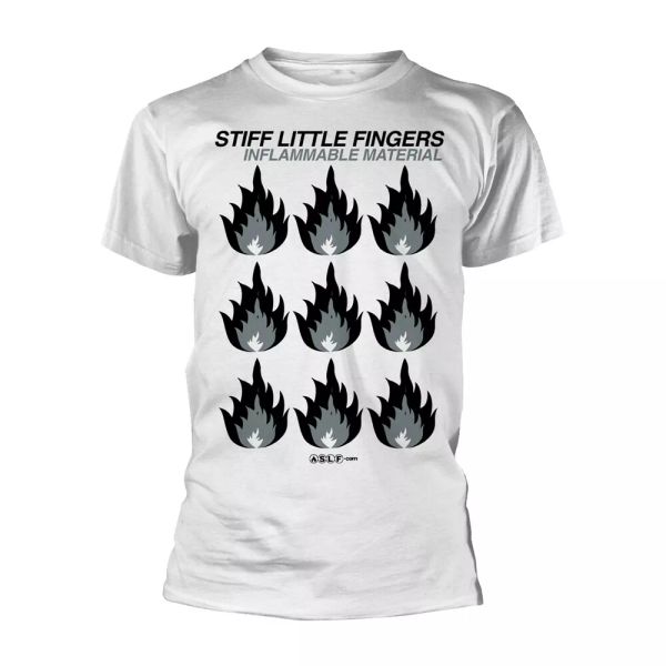 

stiff little fingers inflammable white official t-shirt men unisex, White;black