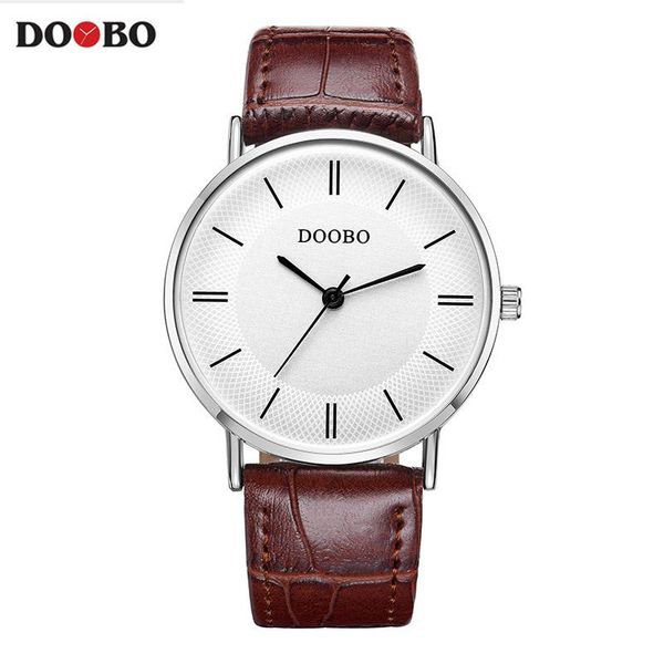 

wristwatches super slim doobo casual men watch brand quartz wristwatch business analog quartz-watch luxury relogio masculino, Slivery;brown