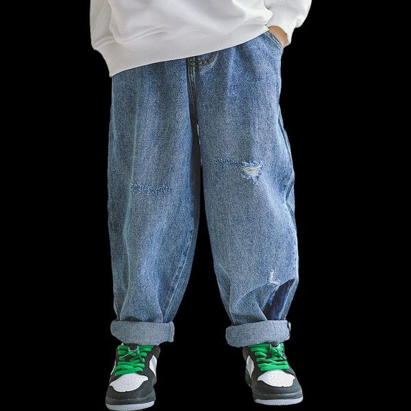 

jeans boys' fashion brand handsome autumn 2021 children's pants spring and wear, Blue