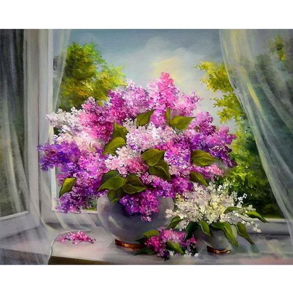 

paintings painting by number flower coloring adults for drawing handpainted on canvase picture landscape diy kits home decor art