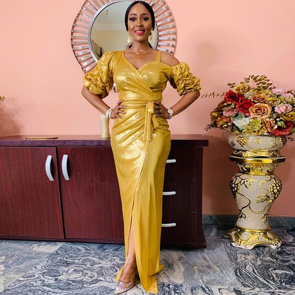 

2021split dresses for women party african glitter gold maxi dress 2021 new party gown slim dashiki ladies clothing european, Red