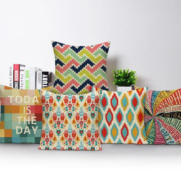 

cushion/decorative pillow feather rhombus pattern linen case geometry printing el home sofa cushion cover 45 * 45cm