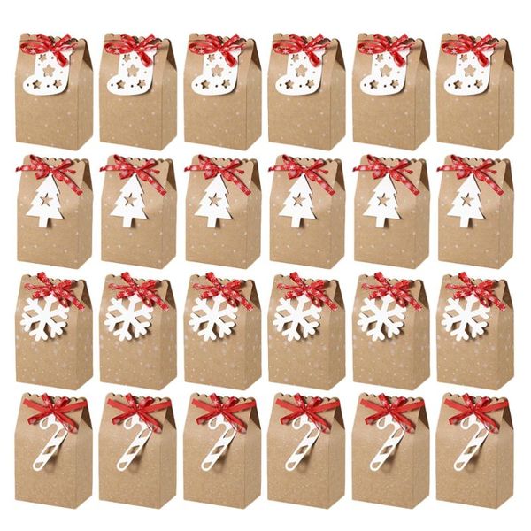 

gift wrap 24 pcs 1 bag christmas candy storage pouches exquisite boxes (khaki)