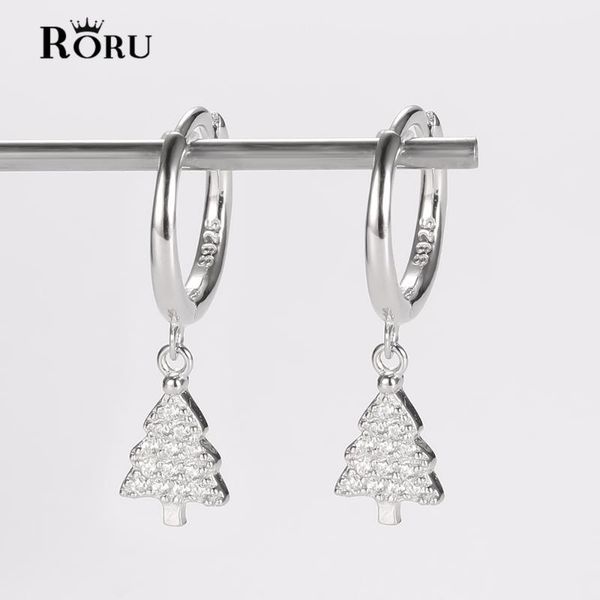 

hoop & huggie s925 sterling silver cute small tree shape earrings for women girls christmas gold loop circle jewelry gifts, Golden;silver