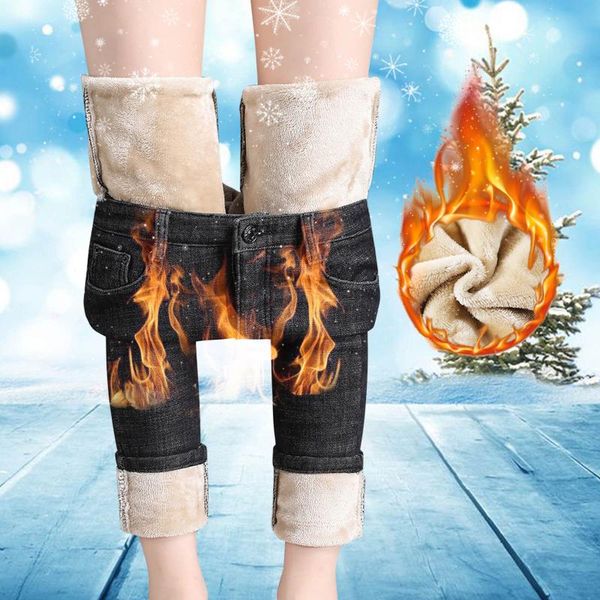 

women's pants & capris high waist loose thickened warm plush straight jeans haren comfortable jean pantalon pour femme, Black;white