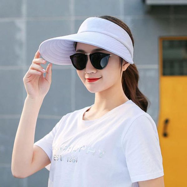 

fashion wide brim sun hat uv protection lightweight summer sports beach cap cotton women casual accessories 15 cm outdoor hats, Black;white