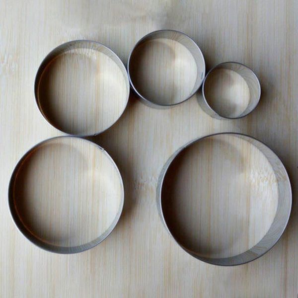 

baking moulds stainless steel biscuit mould portable round shape cake cookie mold kitchen gadgets accessories cutter 5pcs