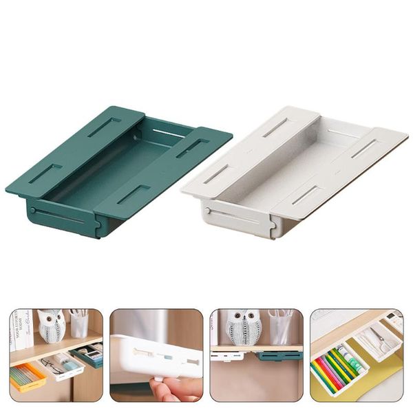 

hooks & rails 2pcs self-adhesive drawer deskpencil trays under table