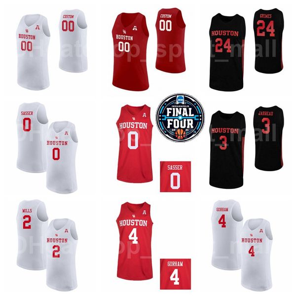 

ncaa basketball final four houston cougars college 24 quentin grimes jersey 0 marcus sasser 3 dejon jarreau 2 caleb mills 4 justin gorham, Black