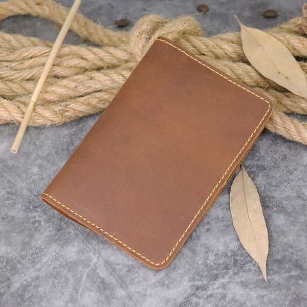 

card holders crazy horse leather passport cover credit id holder vintage handmade business travel wallet men case for, Brown;gray