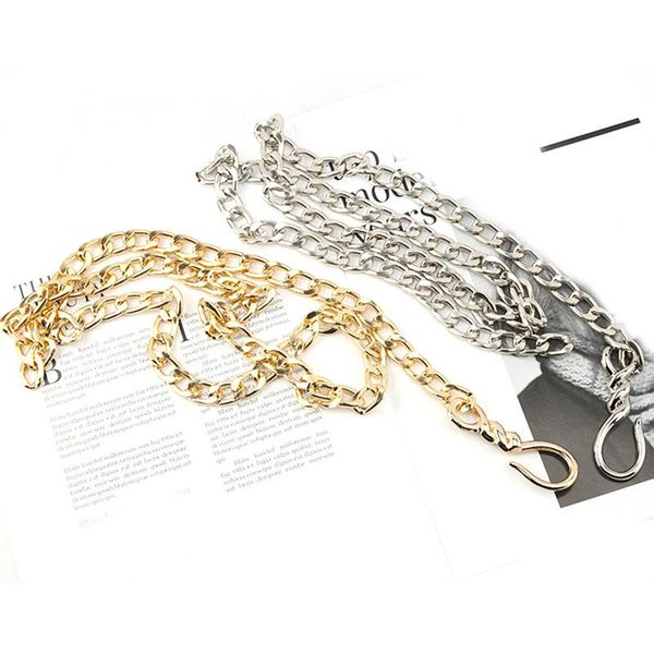 

belts 2021 fashion gold silver waist chain for jeans trousers metal women belt casual waistband hip hop strap, Black;brown