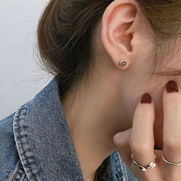

smiley face sterling earrings fashion small exquisite style simple