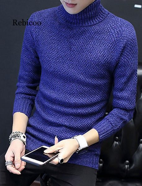 

autumn and winter turtleneck sweater male trend slim turn-down collar comfortable teenage thickening basic men's sweaters, White;black