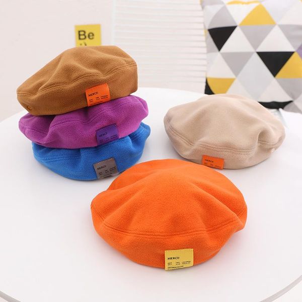 

hair accessories autumn winter outdoor keep warm children's hats boys girls cartoon letter patch berets 2021, Slivery;white