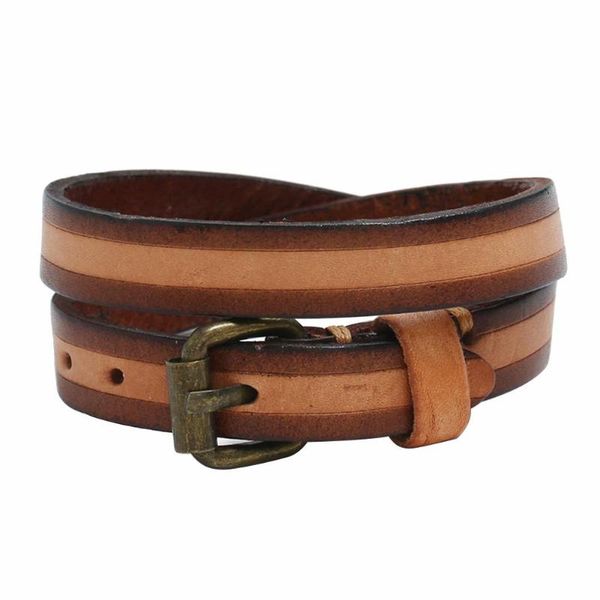 

charm bracelets vintage double layer cowhide leather bracelet bangle party jewelry gift trendy, Golden;silver