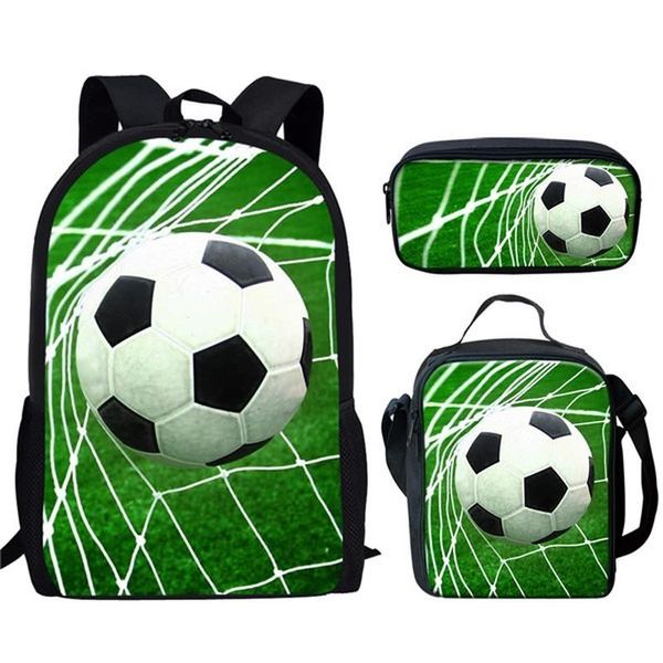 Sacos de escola Futebol Futebol Imprimir Homens Adolescente Meninos 3 Set Primário Casual Mochila Crianças Livro Junior Mochila