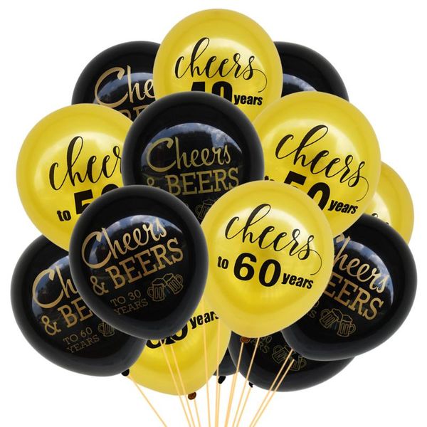 

10pcs cheers&beers 21 30 40 50 years wedding anniversary 10inch latex balloons birthday adults party decorations supplies decoration