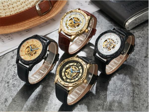 

sewor mechanical watch automatic movement leather belt men's business fashion watches sew11-3, Slivery;brown
