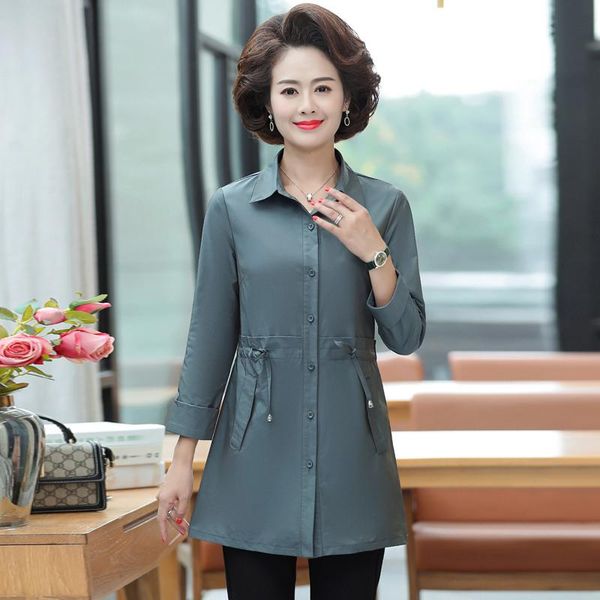 

women's blouses & shirts autumn colour change shirt woman smart casual women long sleeve adjustable waist turn down collar plus size c, White
