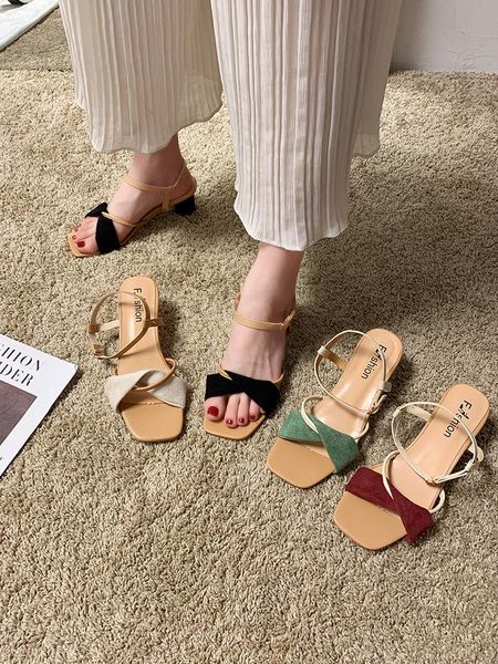 

dress shoes summer fashion versatile rhinestone sandals, Black