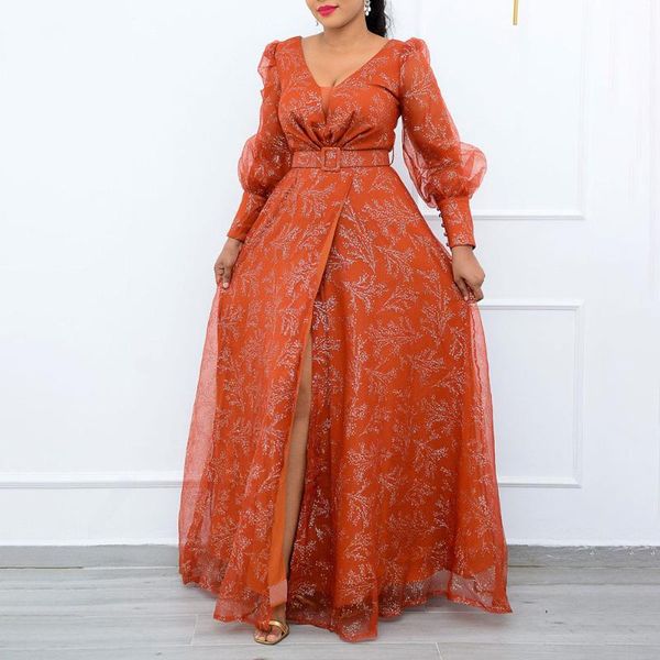 

casual dresses europe america v-neck printing women's autumn 2021 fashion temperament high waist simplicity dress, Black;gray