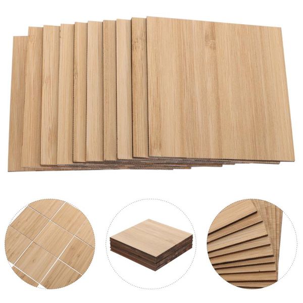 

wall clocks 10pcs unfinished bamboo slices diy square pieces blank crafts