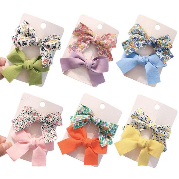 

pcs/set floral bow children hairpin kids headdress printed side bangs clip fashion accessories hair, Slivery;white