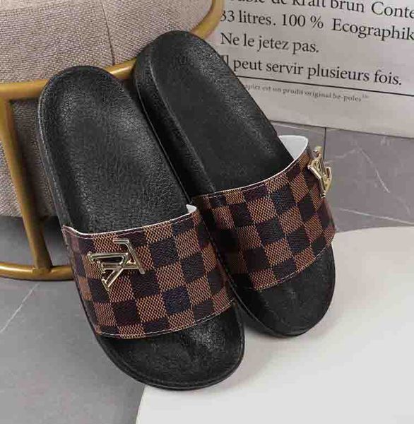 

lv louis slippers vitton sandals flat fashion slippery rubber slippers casual shoes flip flops 3289, Black