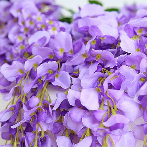 

12pcs 110 cm artificial silk wisteria fake garden hanging flower plant vine home wedding party event decor decorative flowers & wreaths