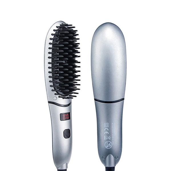 

electric hair brushes beard straightener comb ptc ceramic heated brushe lcd 360Â° rotation negative ion brush 5 levels temperature