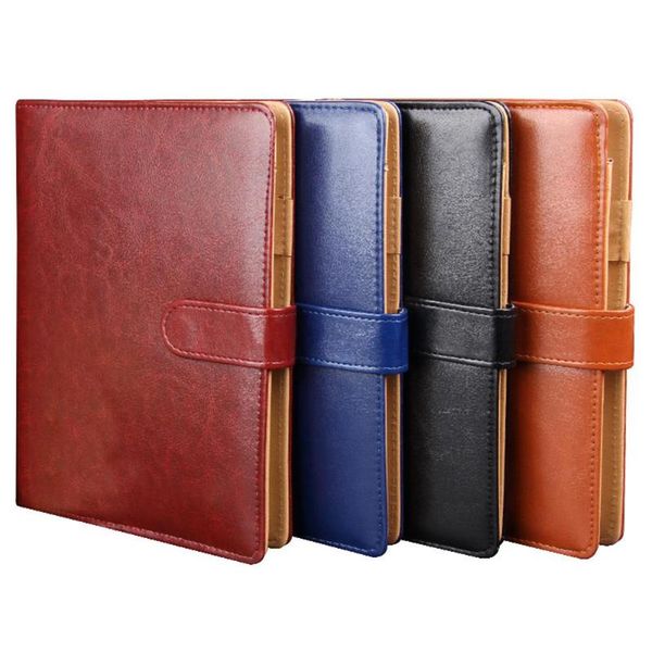 

ring binder journal refillable planner faux leather notebook with card pocket diary notepad notepads, Purple;pink