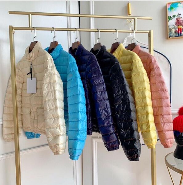 

women stand collar down coat thin waterproof soft slim parkas black white pink yellow blue size 1234