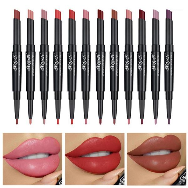

colors 2 in 1 double lipstick pen lip liner semi matte water resistant moisturizing makeup1