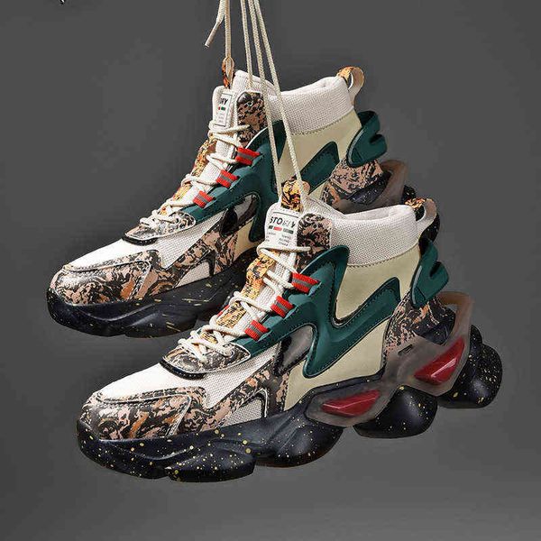 

dress shoes sports shoes 2022 autumn and winter high men's national fashion youth popcorn sneakers korean fashion coconut casual, Black