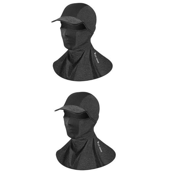 

cycling caps & masks 2pcs ice silk cooling sunblock summer sports supplies (black)