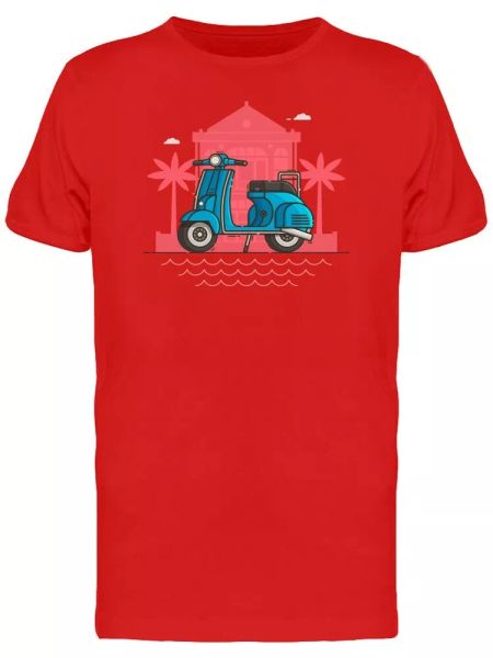 

blue scooter at the beach men's tee -image by shutterstock, White;black