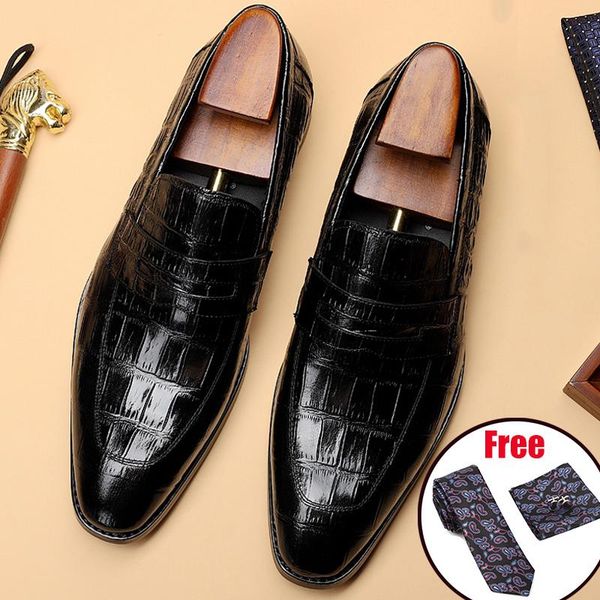

men leather shoes business dress suit brand bullock genuine black slipon wedding mens phenkang 2021