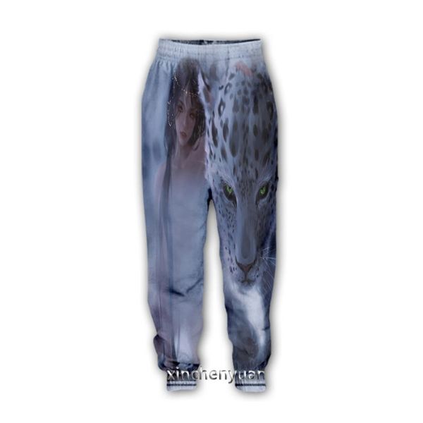 

men's pants xinchenyuan 3d animal snow leopard print-casual sweatpants straight jogging trousers k79, Black
