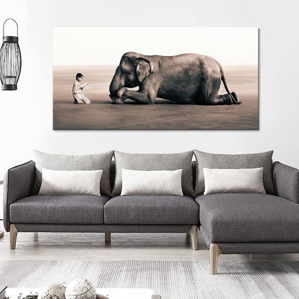 

paintings elephant living room decor painting black and white style art sofa background wall modern light luxury hanging