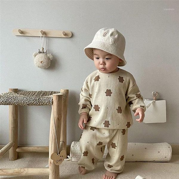 

clothing sets 2021 autumn kids clothes long sleeve bear suit girl loose boys 2pcs set toddler fall, White