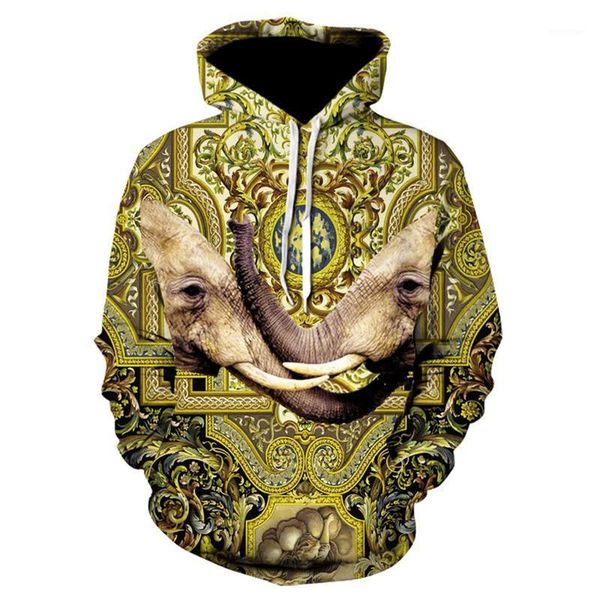 

men's hoodies & sweatshirts spring and autumn hoodie two elephants 3d printing sweatshirt streetwear sweater pullover casual jacket fas, Black