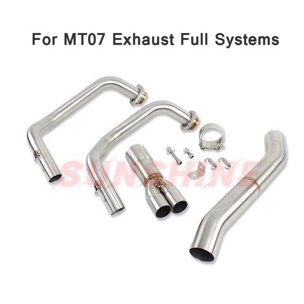 

motorcycle exhaust system for yzf mt07 mt-07 full systems slip on modified fron pipe middler pitbike stainless steel mt 07 tube