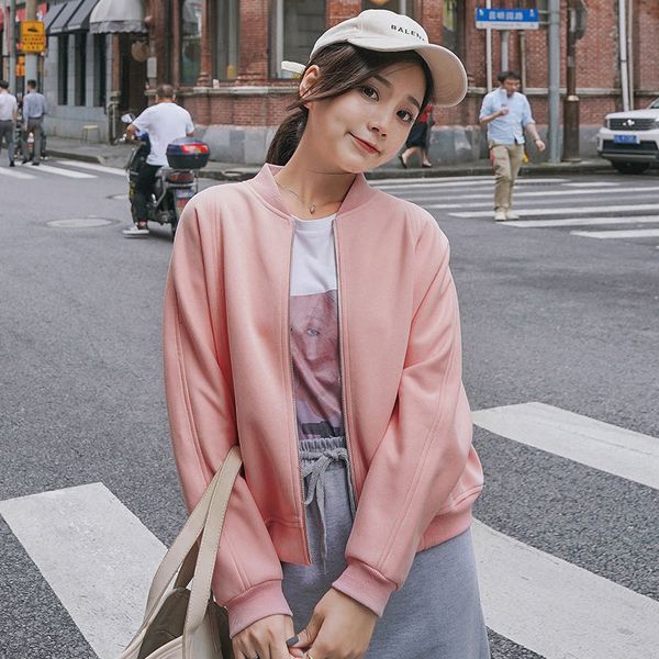 

women's jackets female baseball jacket, base bomber jacket loose with zipper and big size, spring fashion, feminine rb8p, Black;brown