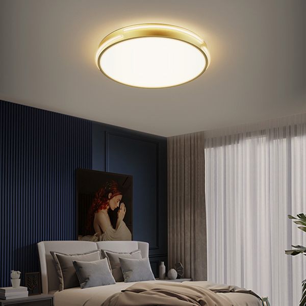 

nordic copper led ceiling light living room bedroom lamp balcony study personality round lighting