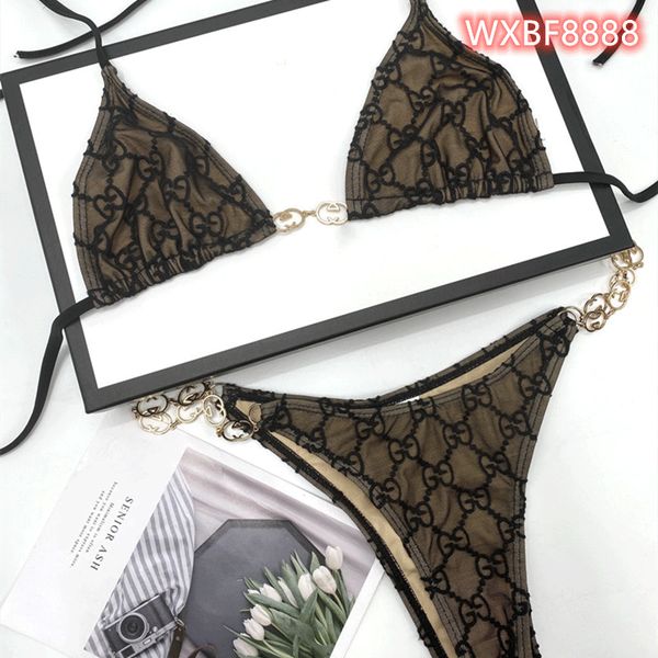 

2021 women's designer underwear set chain lace transparent fashion luxury letters embroidery bra, Red;black