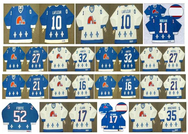 

Vintage Quebec Nordiques Jersey 10 Guy Lafleur 32 DALE HUNTER 27 RON HEXTALL 16 GOULET 52 FOOTE 17 Wendel Clark 35 DAN BOUCHARD Retro Hockey, Colour 1